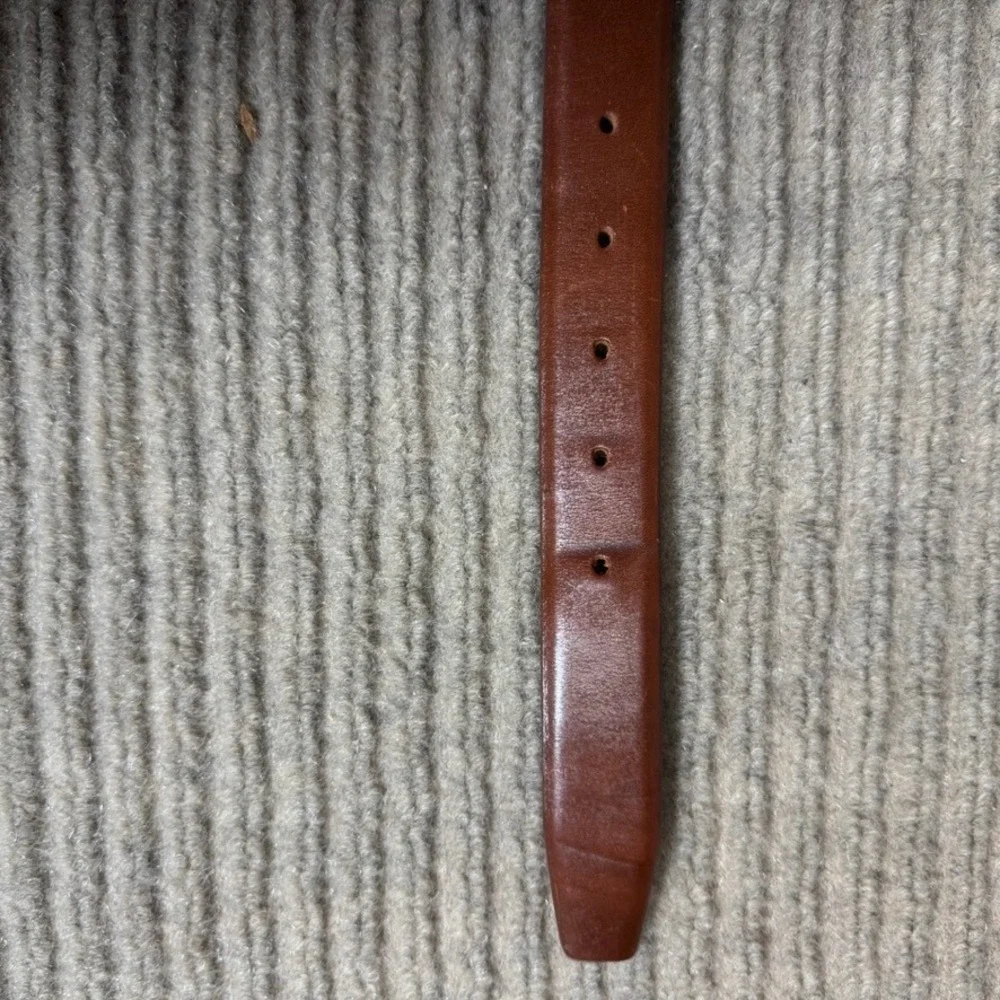 J.Crew Mens Brown Italian Leather Dress Belt Size 30 Silver Buckle E3145